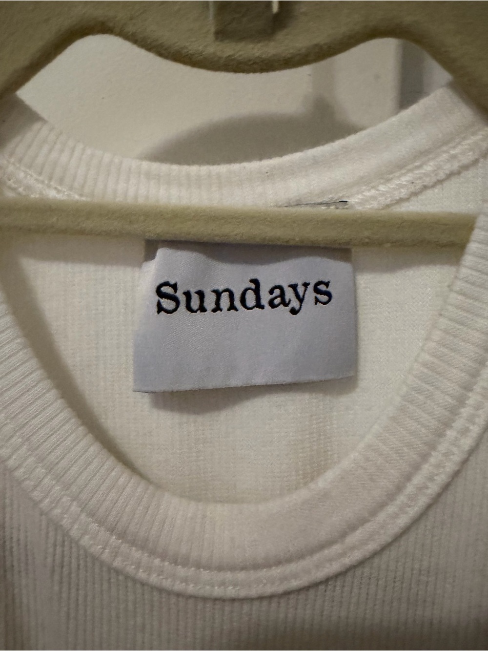 sundays Cropped White Ribbed Racerback Tank - Picture 2 of 3